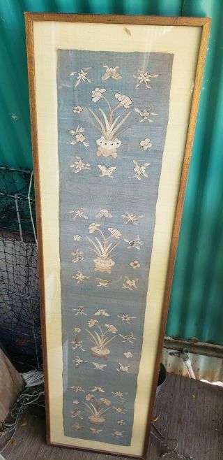Antique Early 20th C Chinese Silk Kesi Tapestry Embroidered Embroidery