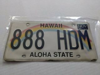 Hawaii Hi License Plate 888 Hdm Triple 8 Lucky Number Chinese 2010 Aloha Rainbow