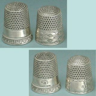 2 Antique American Sterling Silver Thimbles Circa 1890s