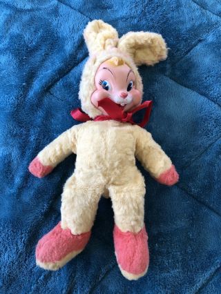Vintage My Toy Rubber Faced Plush Bunny Rabbit Stuffed Animal Yellow