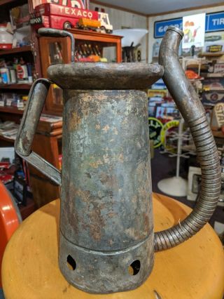 Vintage Huffman Half Gallon Swing Spout All Metal Oil Fill Can 3