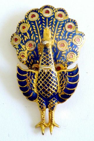A Vintage 1950s Gold Tone Peacock Brooch With Enamel & Movable Bottom Body
