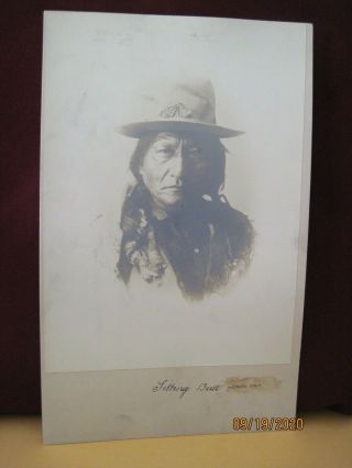 Antique Native American Indian Photo Sitting Bull W/hat