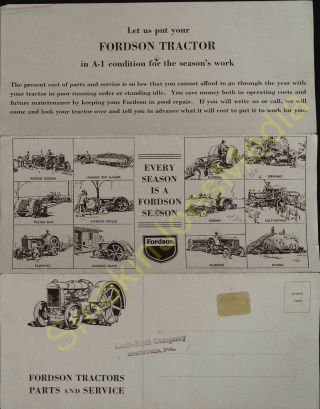 Vintage Fordson Tractors Parts and Service Brochure Cash - Stull Company PA 2
