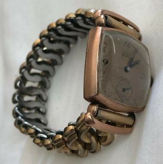 Vintage 10k Gold Filled Apex Elgin De Luxe Watch 17 Jewels Breton Band
