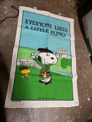 Vintage Snoopy Uk Everyone Likes A Little Fling Cotton Tea Towel