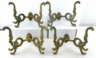Antique Ornate Solid Brass Wall Mount Coat & Hat Hanger Multi Hooks (qty 4) Ms