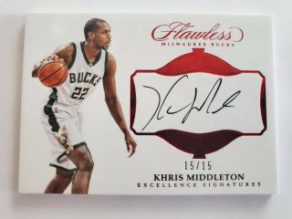 Khris Middleton 2016 - 17 Flawless On Card Auto D 15/15,  1/1,  Last One Produced