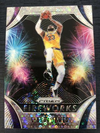 2019 - 20 Panini Prizm Fast Break Lebron James Silver Disco Prizm Fireworks Lakers