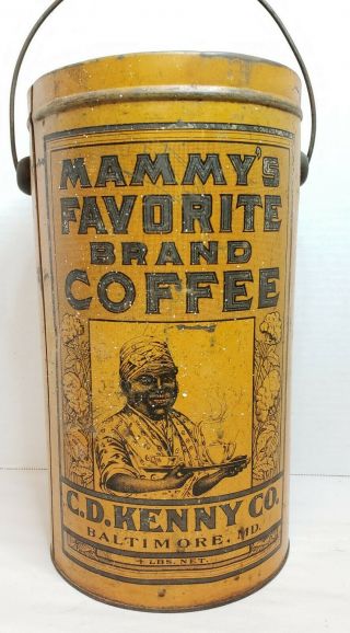 Antique Mammy ' s Favorite Brand Coffee Tin Baltimore MD 4 lb.  10.  5 