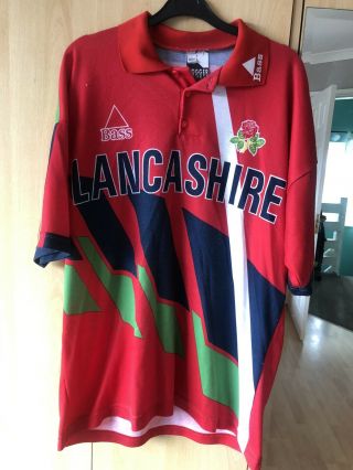 Retro Lancashire Cricket Shirt Size Large Vintage Sport Hipster Manchester