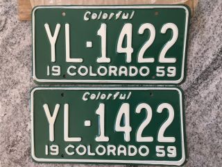 Vintage Colorful Colorado 1959 License Plate