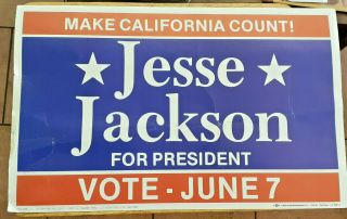 Vintage 1988 Poster Jesse Jackson For President Make California Count June 7