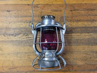 Antique Tools Dietz Vesta Oil Kerosene Railroad Lantern W/orig.  Red Globe ☆usa