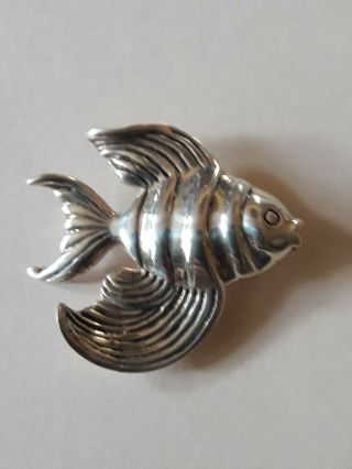 Vintage Sterling Silver Fish Pin/ Brooch