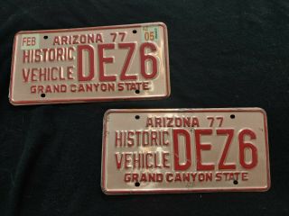 Pair 1977 Arizona Historic Copper License Plates