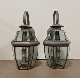 Pair Large Vintage Antique Style Exterior Outdoor Wall Sconce Light Fixtures
