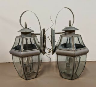 PAIR LARGE VINTAGE ANTIQUE STYLE EXTERIOR OUTDOOR WALL SCONCE LIGHT FIXTURES 2