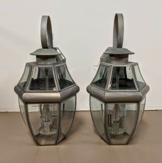 PAIR LARGE VINTAGE ANTIQUE STYLE EXTERIOR OUTDOOR WALL SCONCE LIGHT FIXTURES 3