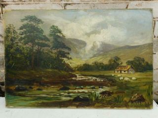 Really Old Painting Antique Oil On Canvas Glen Prosen Landscape