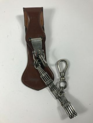 Vintage Leather Key Chain Fob Farm Farmer Keychain Neat Unusual Design