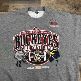 Ohio State University Buckeyes Vintage Crewneck Sweatshirt Gold Pant Game Large 3