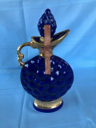 Vtg 1963 Jim Beam Cobalt Blue Whiskey Decanter Regal China 22k Gold Plated