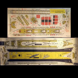 Rare Orig Vintage 1930s French Line Ss Normandie Paper Cut Out Toy Ship Uncut