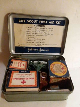 Vintage Official Boy Scout First Aid Kit metal tin,  by Johnson & Johnson 2