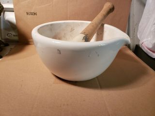 Large Vtg Coors 11 " Stoneware Mortar & Pestle Pharmacy Apothecary Science Lab