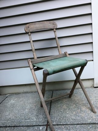 Civil War Era Military Campaign Camp Folding Canvas Seat Field Chair Antique