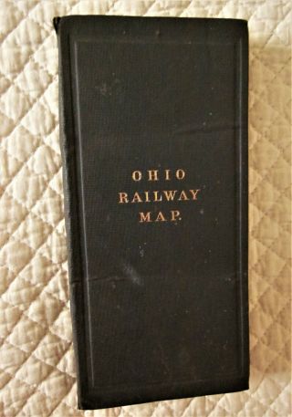 Antique 1900 Linen - Backed Folding Map Of All Of The Railways In Ohio,  Hardcover