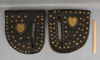 Antique Draft Horse Carraige Parade Harness Leather & Brass Collar Hames Covers