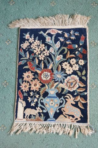 Vintage Hand Made Pictorial Wall Hanging Rug 540 Mm X 400 Mm Uk Postage