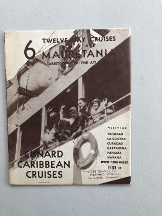 Cunard Line Rms Mauretania Cruise Brochure 1933