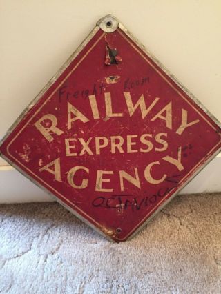 Antique/Vintage Railway Express Agency Sign - Metal Edge Cardboard Double Sided 2