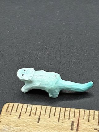 Vintage Hand Carved Zuni Fetish Turquoise Fox With Long Tail