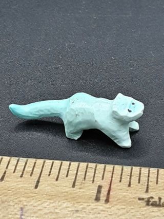 Vintage Hand Carved Zuni Fetish Turquoise Fox with long Tail 2