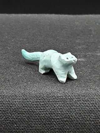 Vintage Hand Carved Zuni Fetish Turquoise Fox with long Tail 3