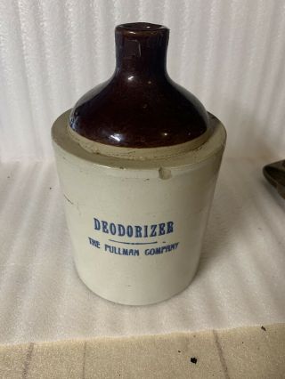 Antique Deodorizer The Pullman Company Stoneware Liquor Jug 1