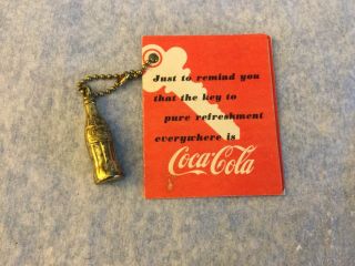 Vintage Klm Royal Dutch Airlines Coca Cola Advertising Key Chain With Card