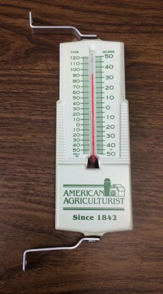 Vintage American Agriculturist Metal Advertising Thermometer Sign