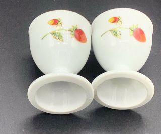 Vintage Set Of 2 Porcelain Egg cups Gold Trim With Strawberry Motif 2