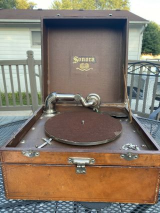 Antique Vintage Sonora Rotary Phonograph Early 1900’s Winds And Plays