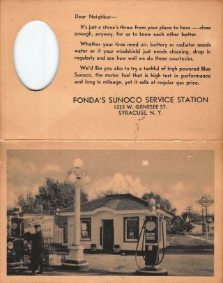 Sunoco Gas Station Vintage Advertisement Postcard Fonda 