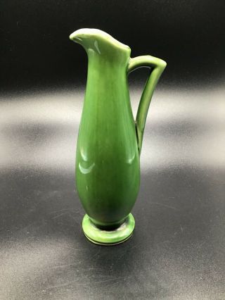 Vintage Usa Shawnee Art Pottery Ewer Or Bud Vase Emerald Green 1168