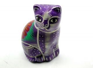 Vintage Hand Painted Terracotta Pottery Cat Figurine – Mexican Folk Art