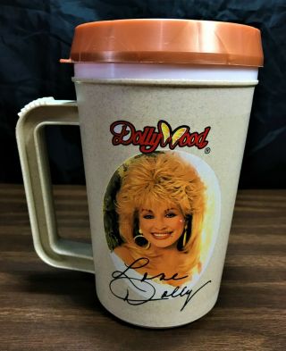 Vtg Dollywood Love Dolly Insulated Travel Coffee Mug 22oz Soda Cup Parton Usa