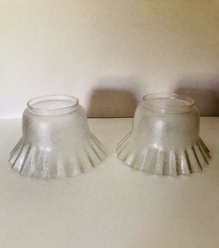 Antique Victorian Lamp Shades Set Of 3 For Doug Acid Etched Clear And Frosted
