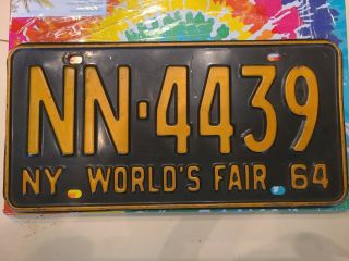 1964 Ny Worlds Fair License Plate Very